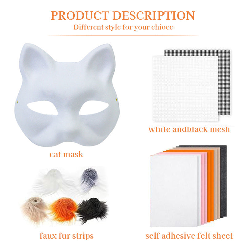 6-Piece Therian Cat Mask DIY Painting Craft Kit