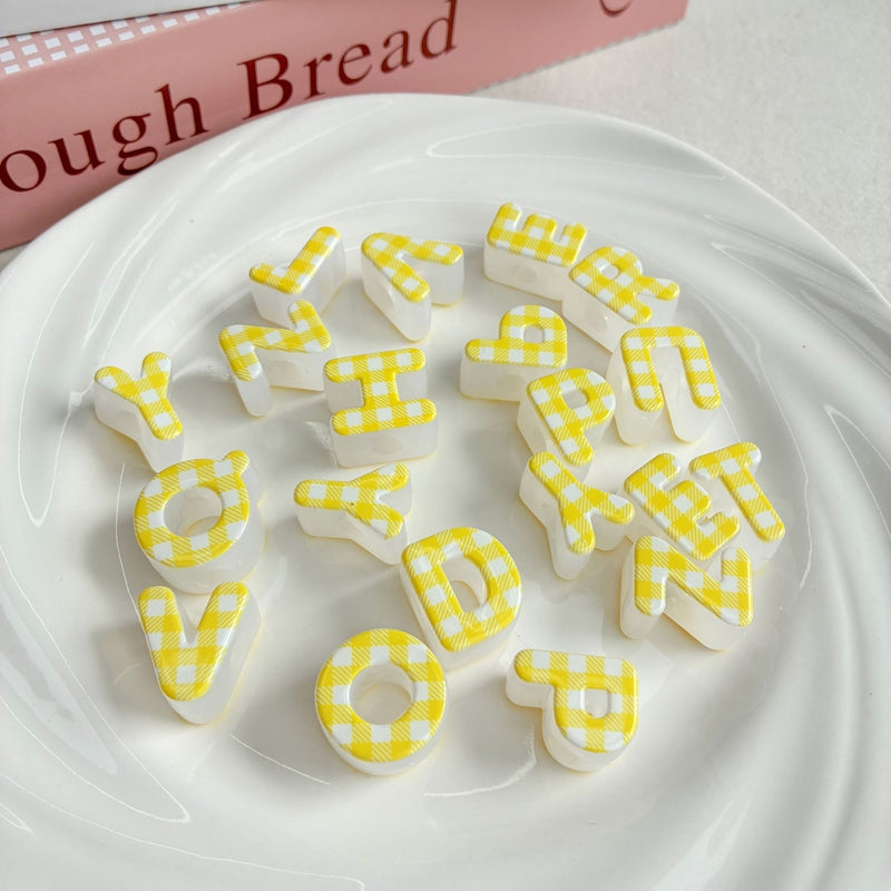 Heckered Letter Acrylic Beads, Big Hole Alphabet Spacers For DIY Kids Learning Toys, Name Necklaces, Personalized Craft & Jewelry Making.
