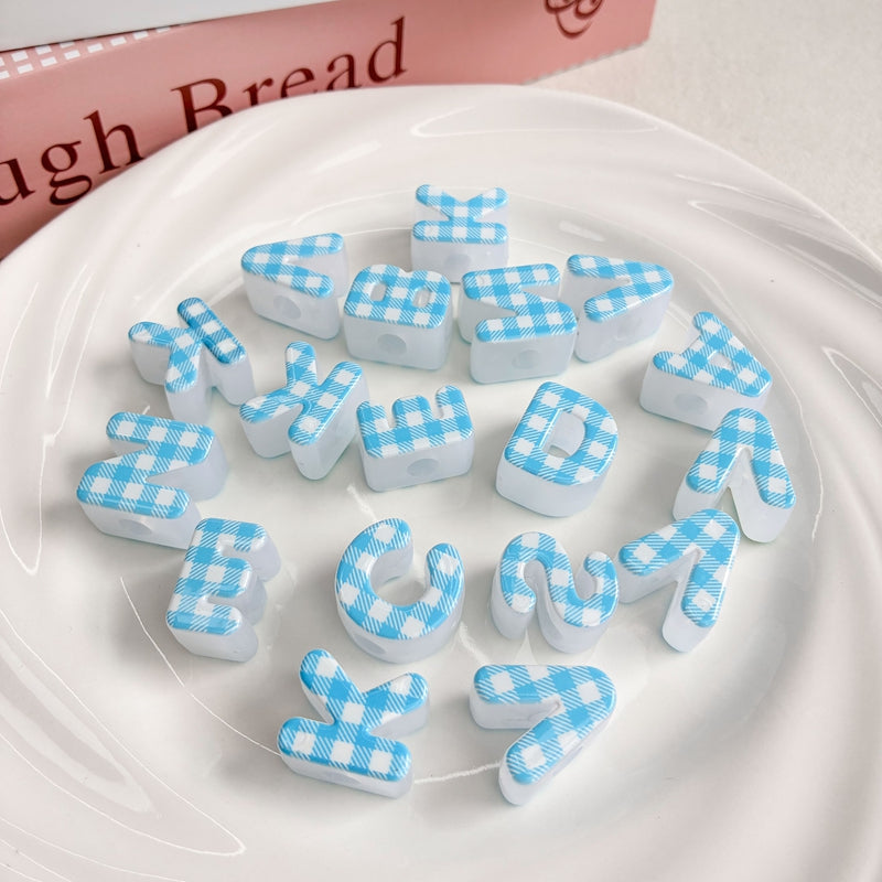 Heckered Letter Acrylic Beads, Big Hole Alphabet Spacers For DIY Kids Learning Toys, Name Necklaces, Personalized Craft & Jewelry Making.