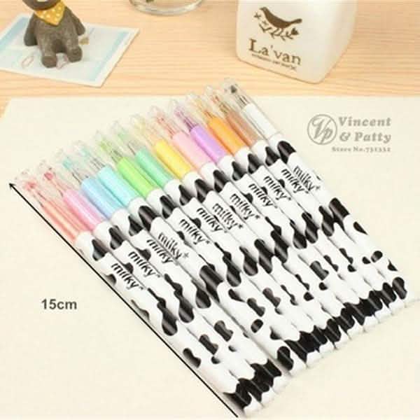12-Piece Milky Cow Multicolor Gel Pen Set