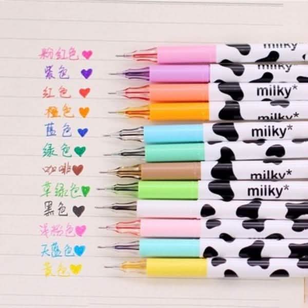 12-Piece Milky Cow Multicolor Gel Pen Set