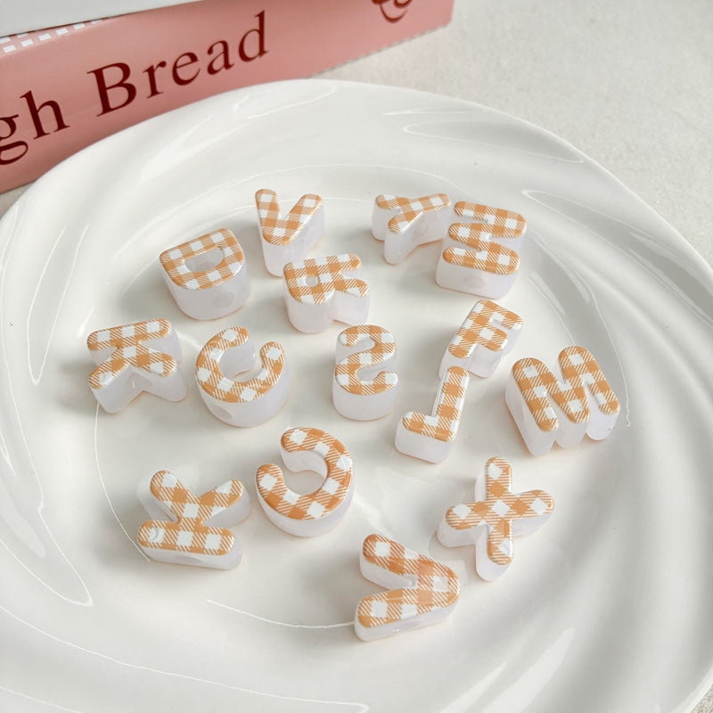 Heckered Letter Acrylic Beads, Big Hole Alphabet Spacers For DIY Kids Learning Toys, Name Necklaces, Personalized Craft & Jewelry Making.