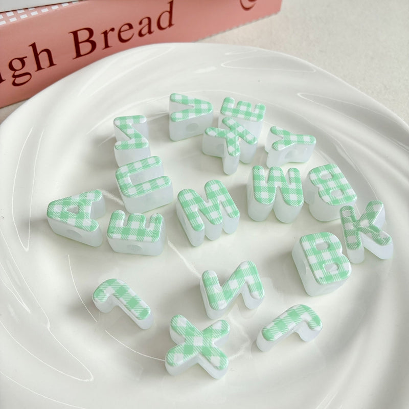 Heckered Letter Acrylic Beads, Big Hole Alphabet Spacers For DIY Kids Learning Toys, Name Necklaces, Personalized Craft & Jewelry Making.