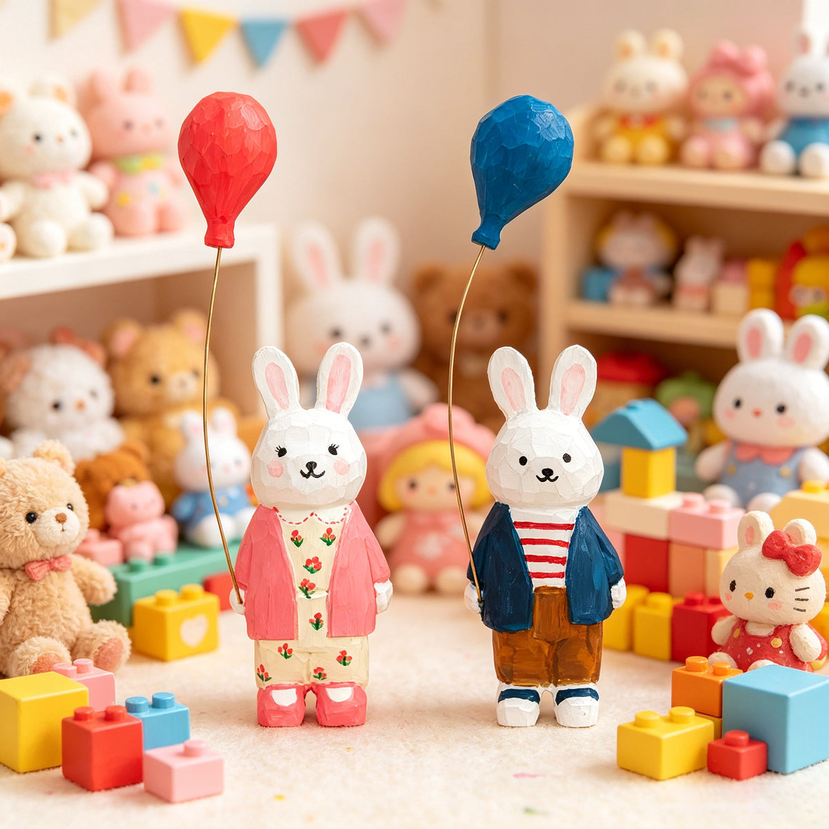DIY Wooden Bunny Balloon Painting Kit Craft