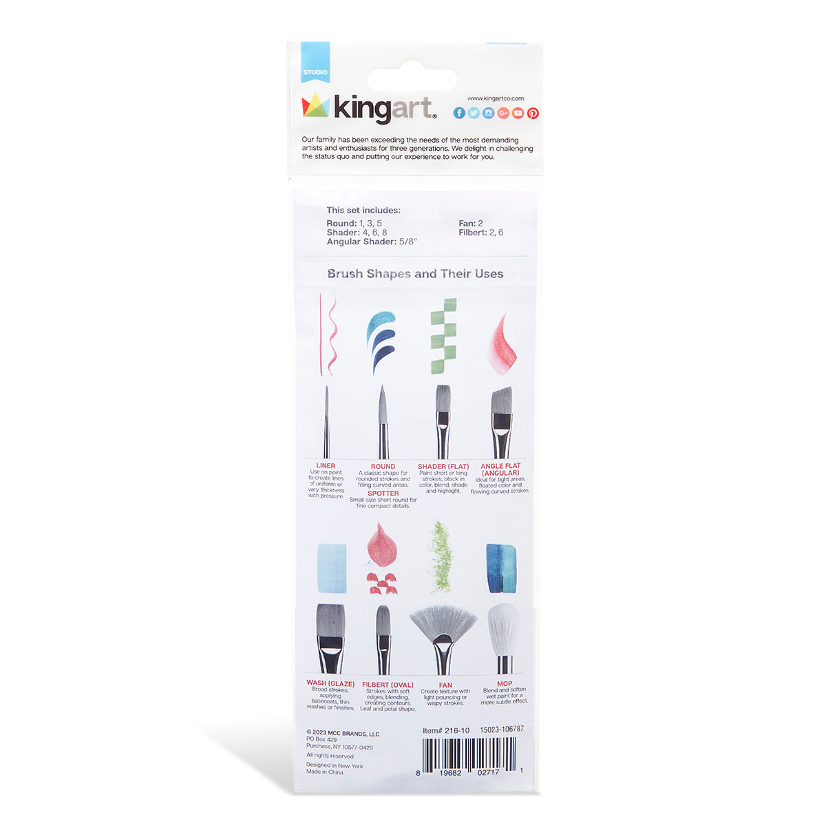 Studio Gold Nylon Brush Set For Acrylic Watercolor