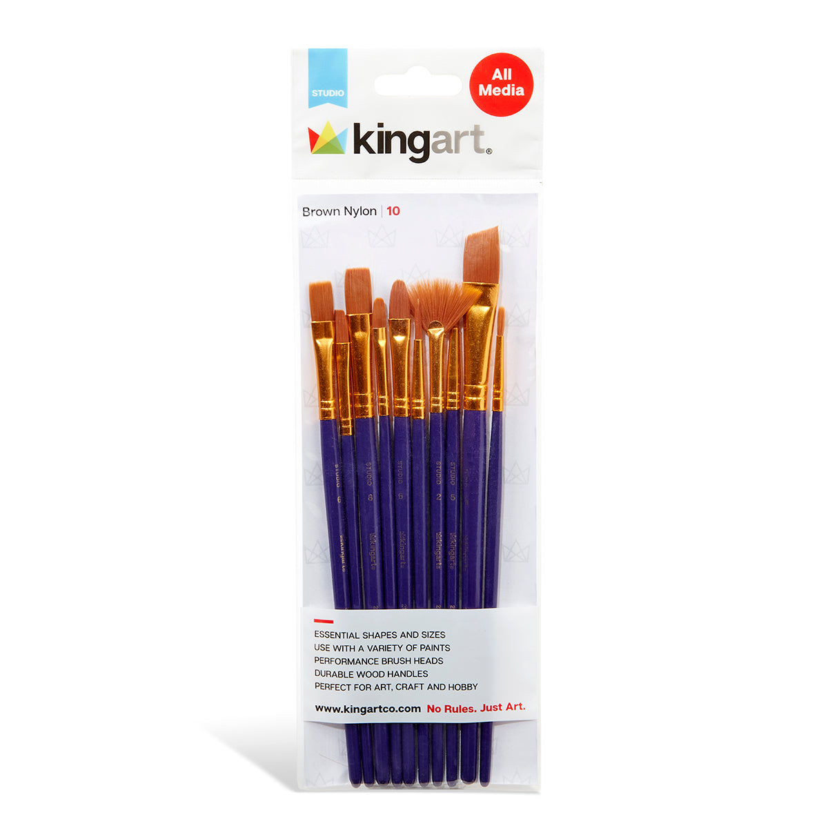 Studio Gold Nylon Brush Set For Acrylic Watercolor