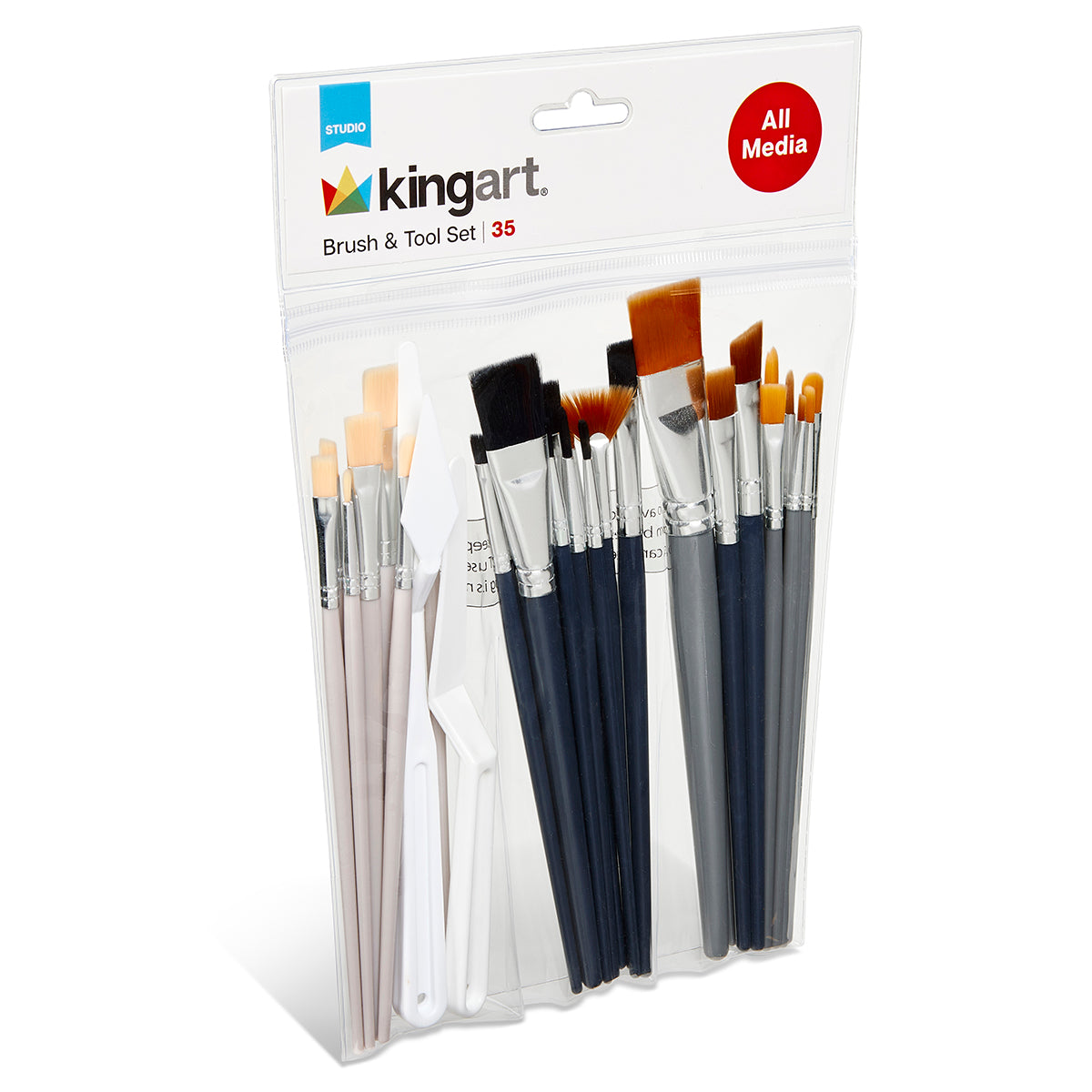 35-Piece Studio Brush Set Nylon Bristle Brushes