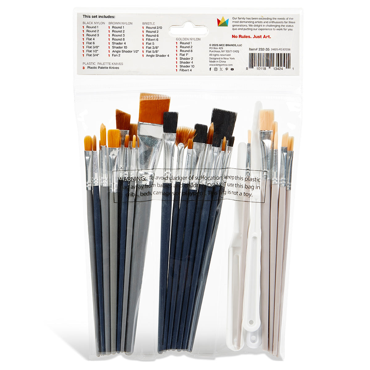 35-Piece Studio Brush Set Nylon Bristle Brushes