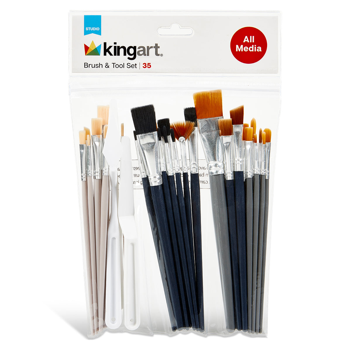 35-Piece Studio Brush Set Nylon Bristle Brushes