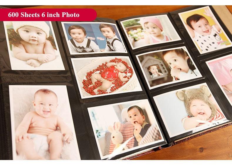 600-Sheet 6-Inch Retro PU Leather Photo Album