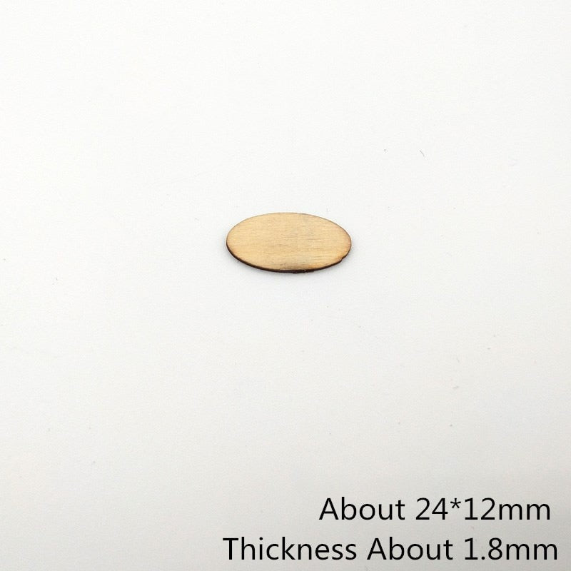 100-Piece Natural Wooden Elliptic Chips DIY Crafts