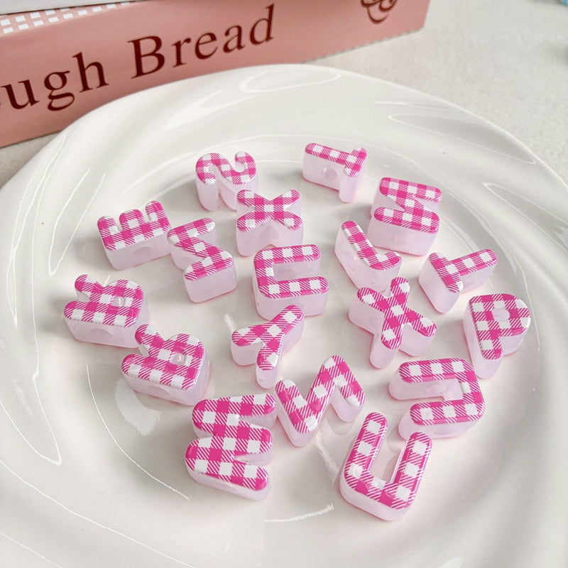 Heckered Letter Acrylic Beads, Big Hole Alphabet Spacers For DIY Kids Learning Toys, Name Necklaces, Personalized Craft & Jewelry Making.