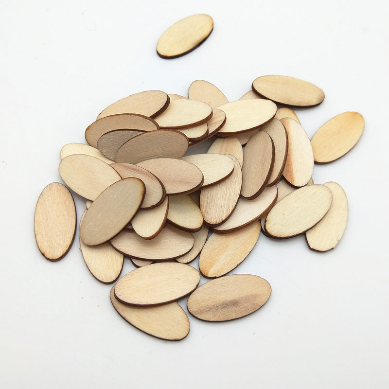 100-Piece Natural Wooden Elliptic Chips DIY Crafts