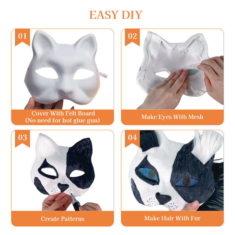 6-Piece Therian Cat Mask DIY Painting Craft Kit