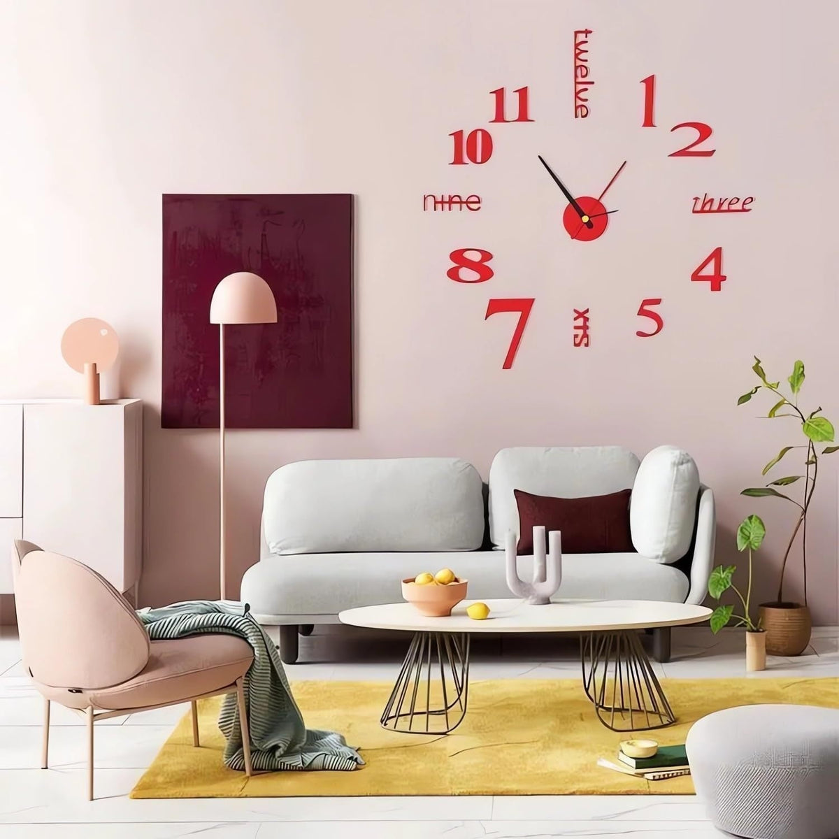 Home Use No-Drilling Required Digital Luminous Wall-Mounted Clock