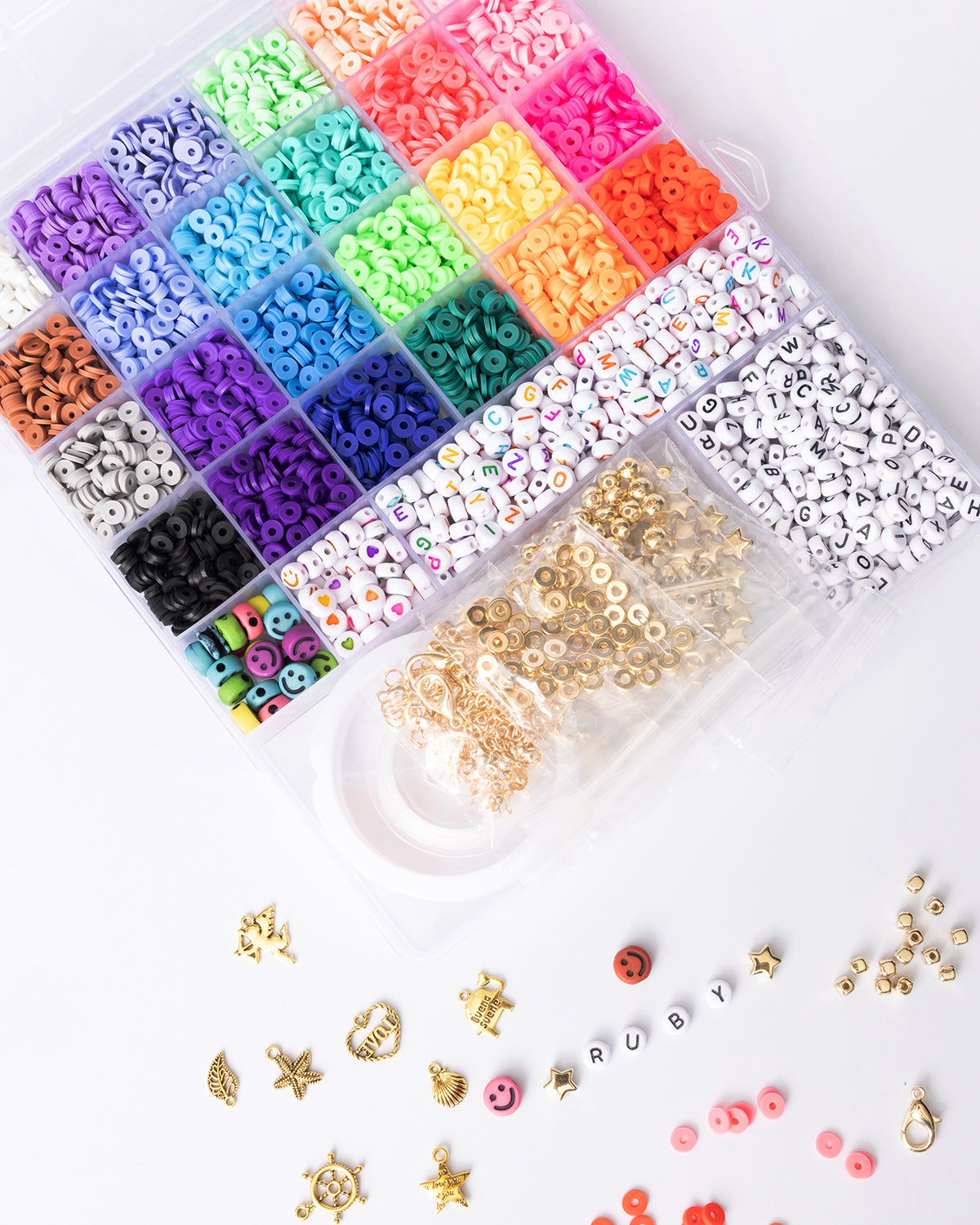 Multicolor Alphabet Heishi Happy Face DIY Jewelry Kit