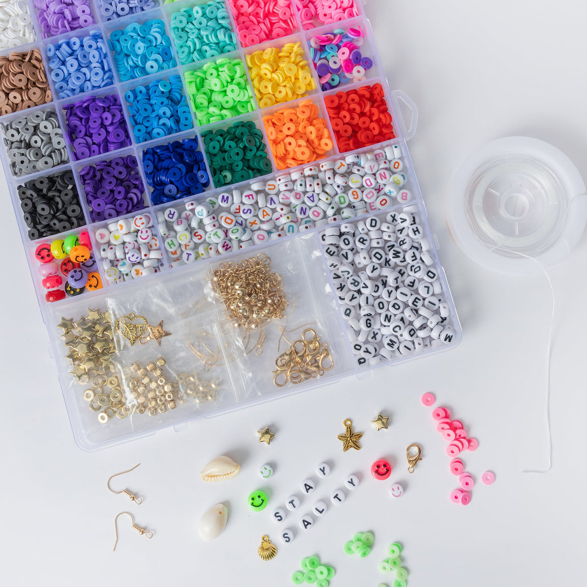Multicolor Alphabet Heishi Happy Face DIY Jewelry Kit