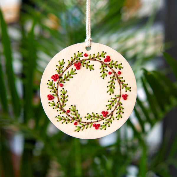 Christmas Wreath Ornament Embroidery Kit DIY Craft