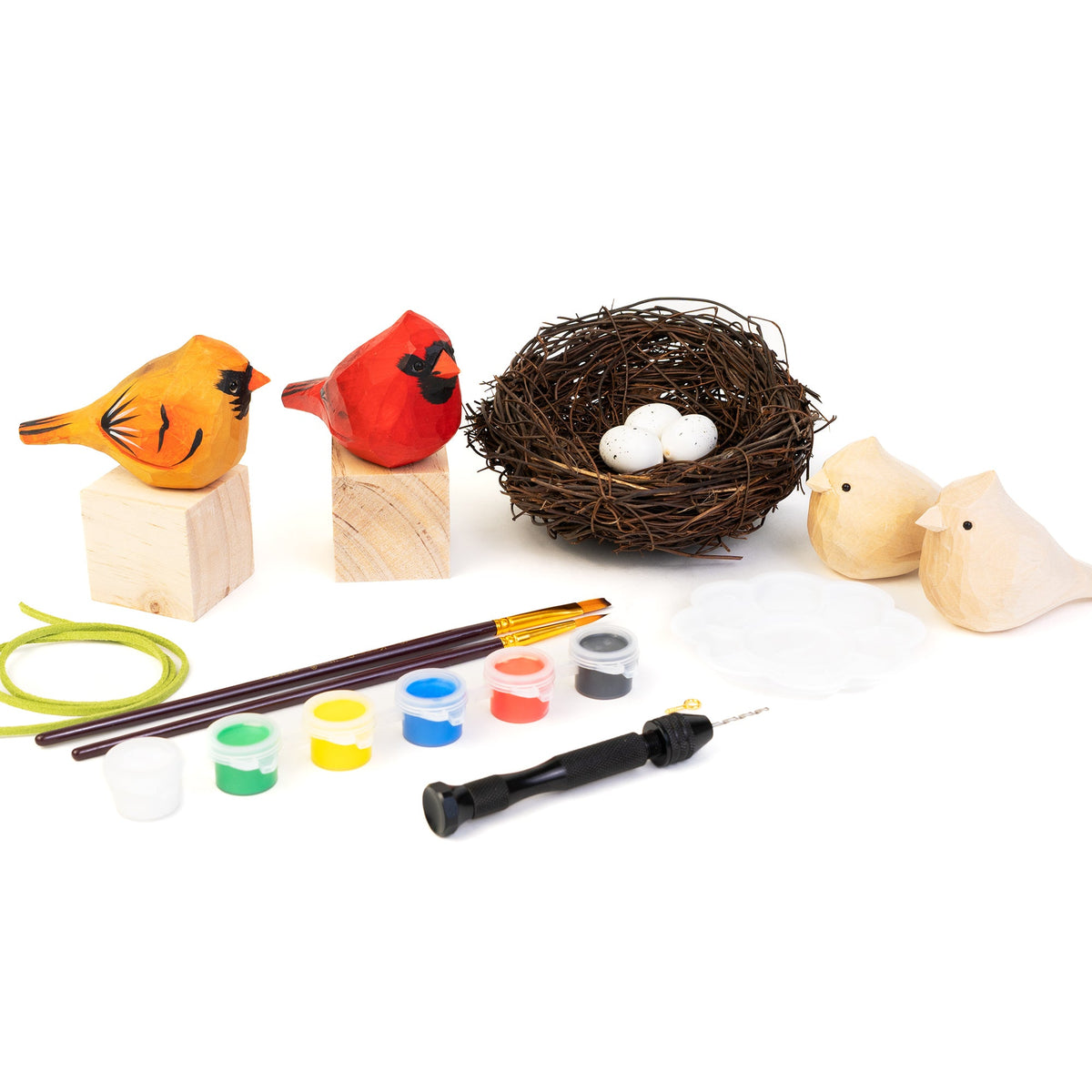 Hand-Carved Cardinal Bird DIY Painting Kit Decor