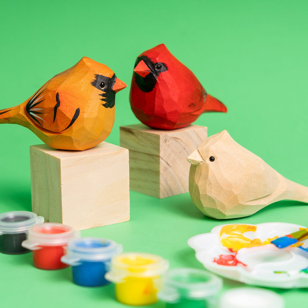 Hand-Carved Cardinal Bird DIY Painting Kit Decor