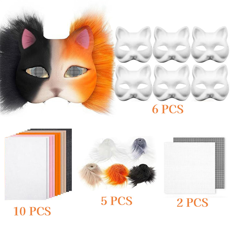 6-Piece Therian Cat Mask DIY Painting Craft Kit