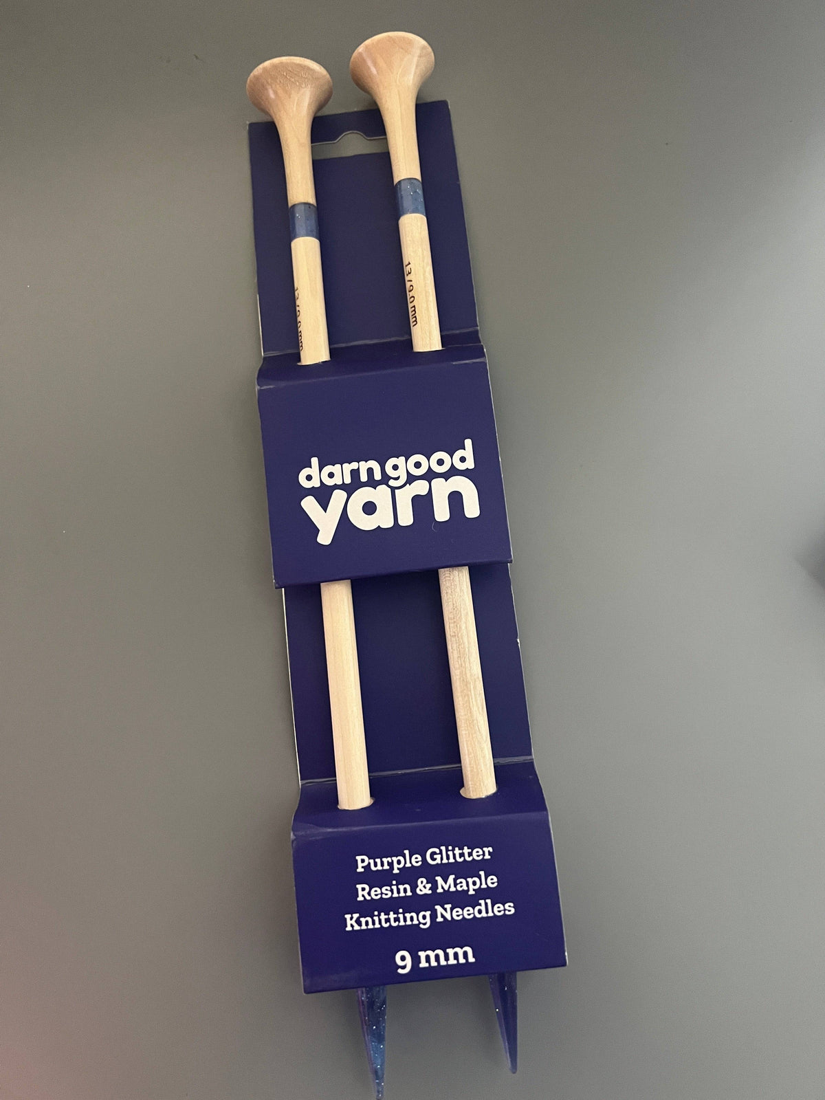 Purple Glitter Resin Maple Knitting Needles Set