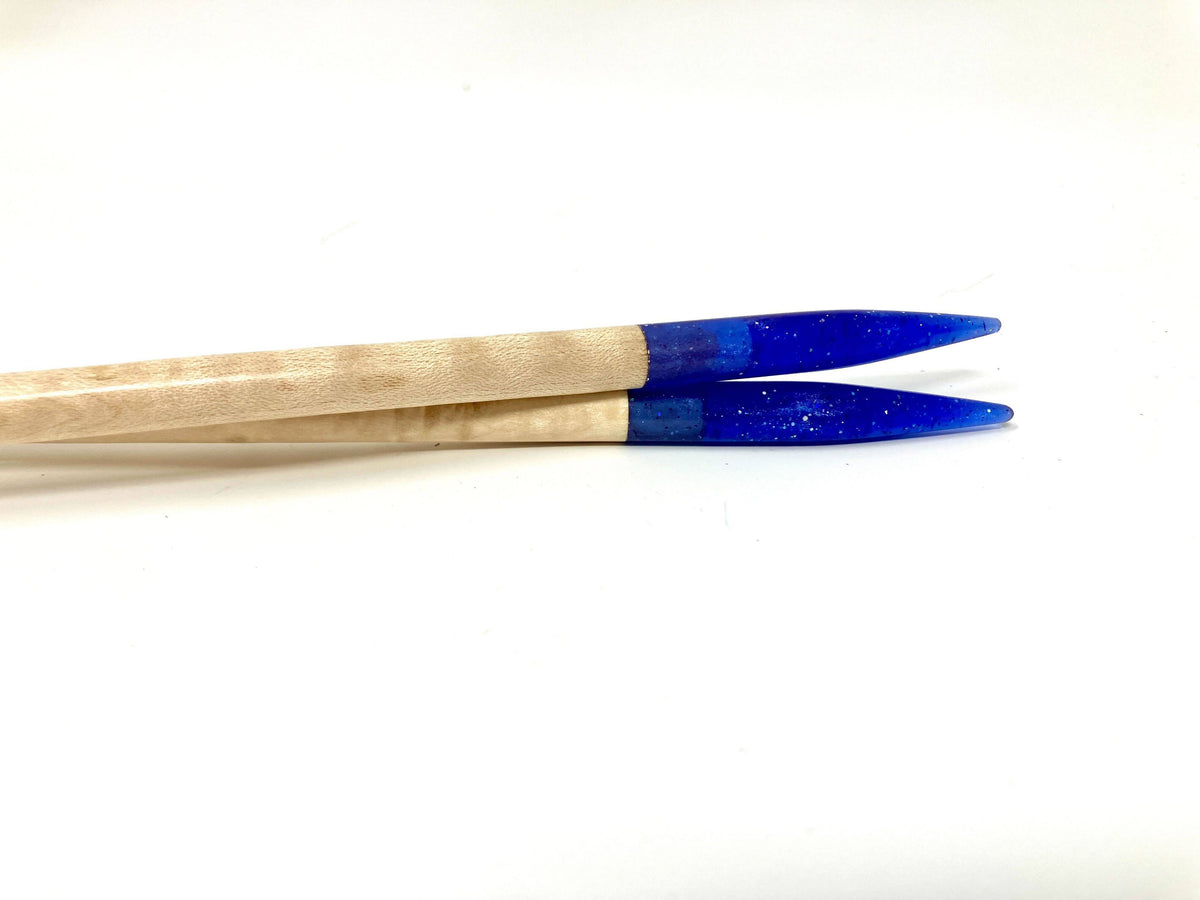 Purple Glitter Resin Maple Knitting Needles Set