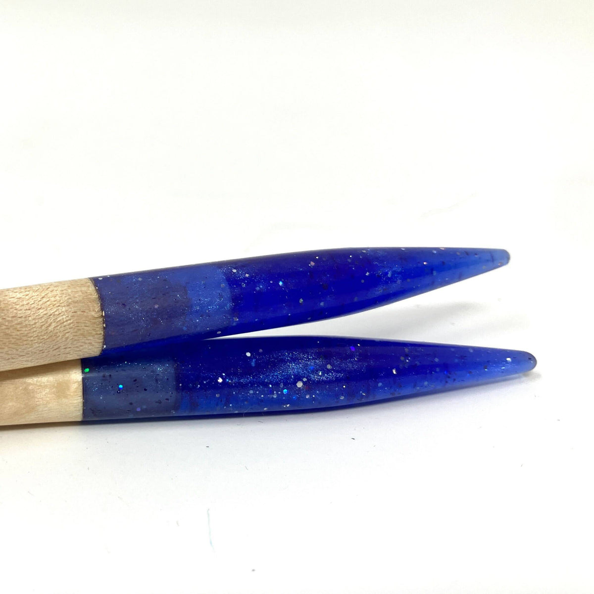 Purple Glitter Resin Maple Knitting Needles Set
