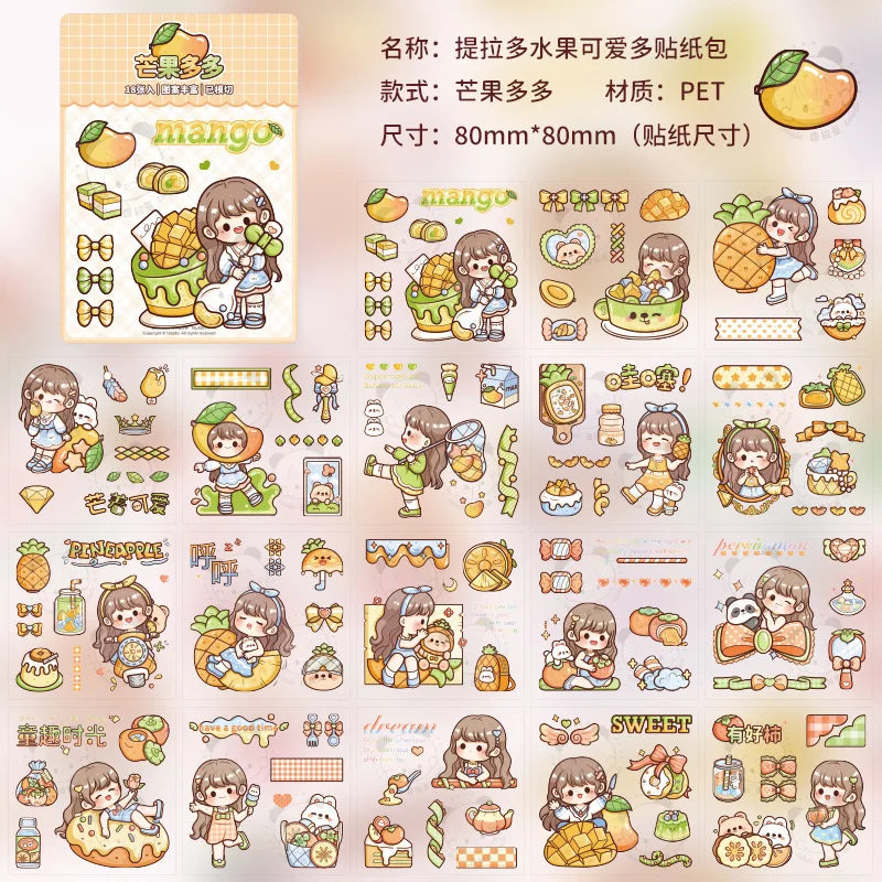 Kawaii Girl And Fruit Scrapbook Sticker Set