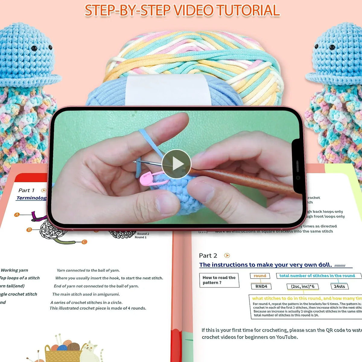 Kawaii Jellyfish Crochet Kit For Beginners DIY Craft