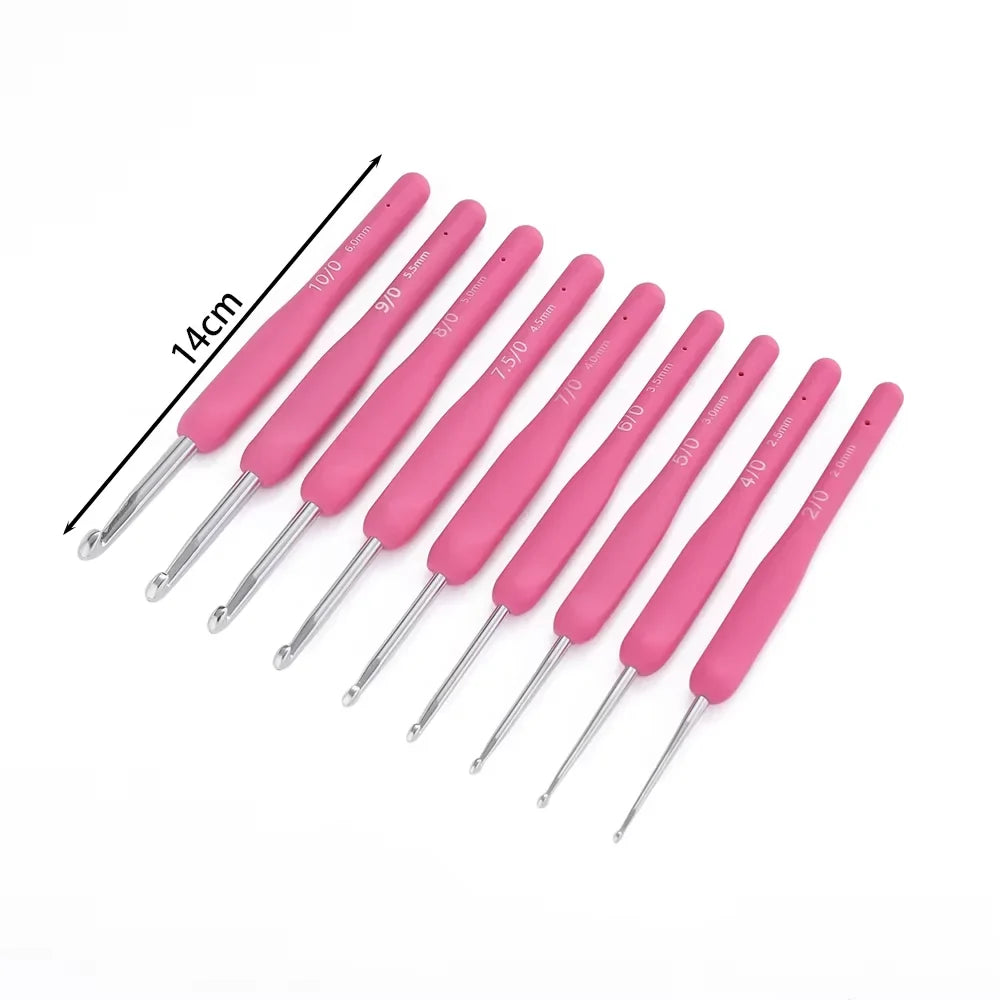 Ergonomic Colorful Rubber Handle Crochet Hook For DIY