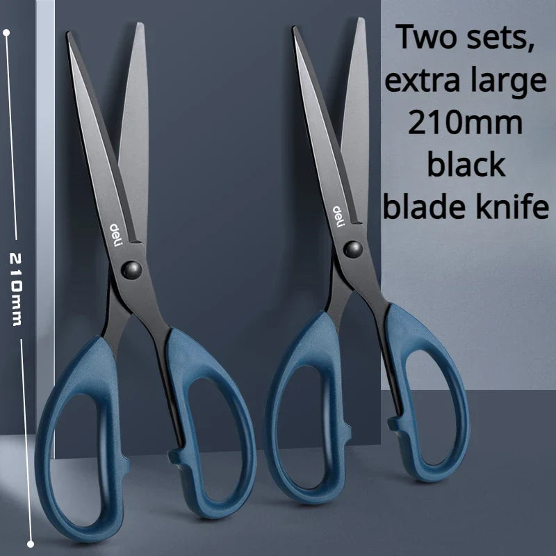 Deli Black Stainless Steel Scissors Office Home Cutting