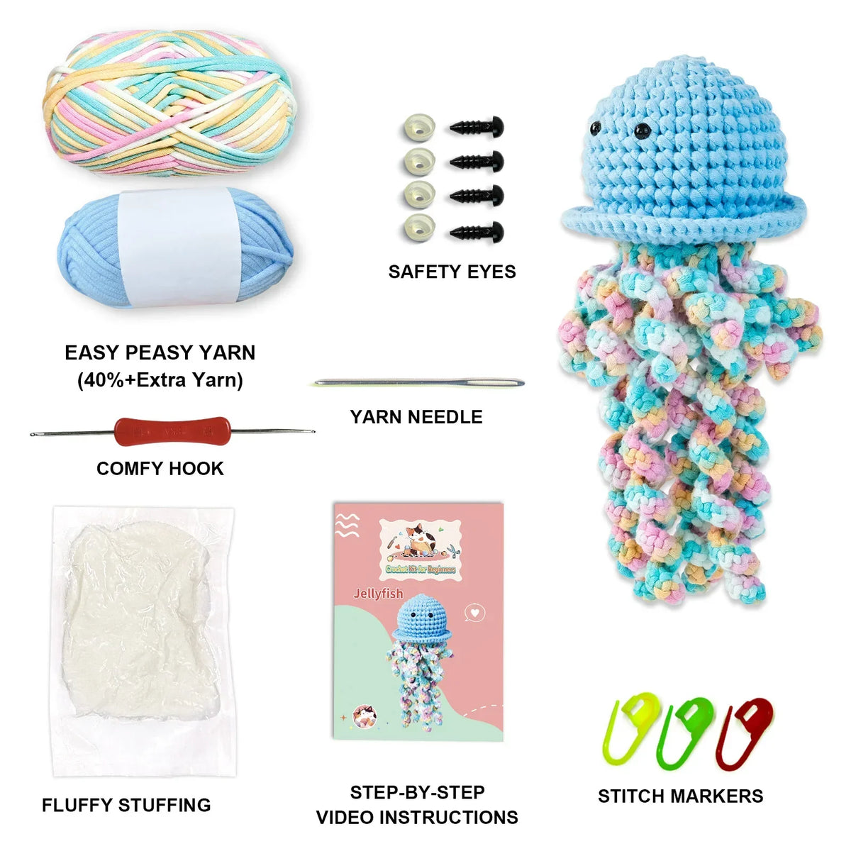Kawaii Jellyfish Crochet Kit For Beginners DIY Craft