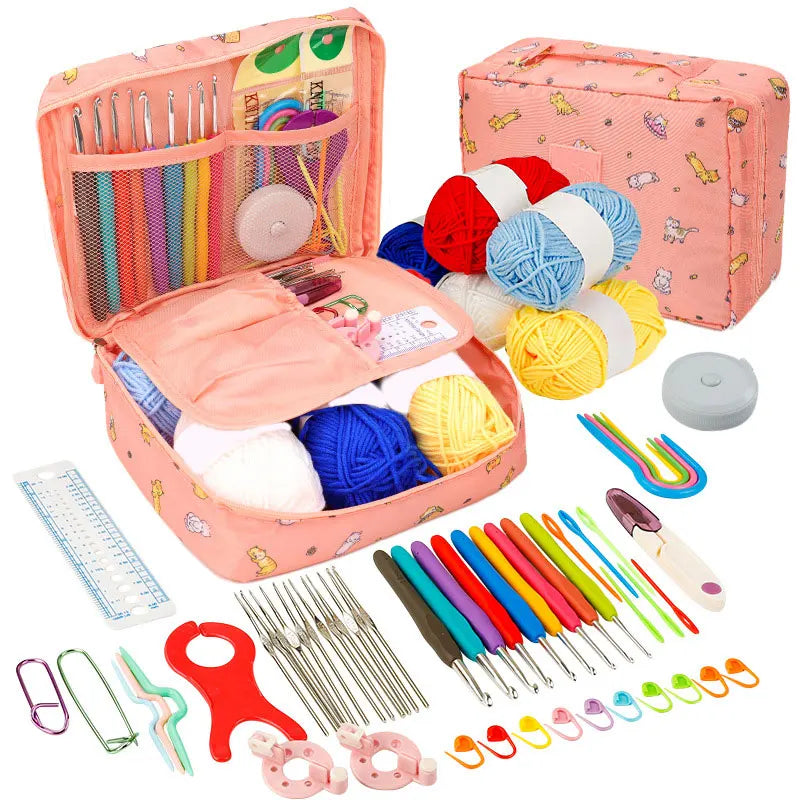 Beginner Crochet Kit With Hooks Yarn Portable Set