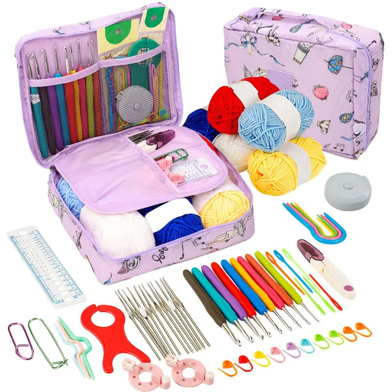 Beginner Crochet Kit With Hooks Yarn Portable Set