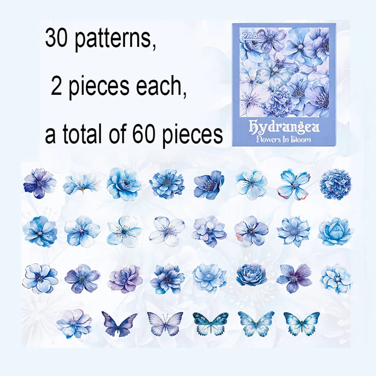 60 Pieces Plant Flower Pattern PET Stickers | Beautifully Decorated Scrapbook Stickers for School Supplies
