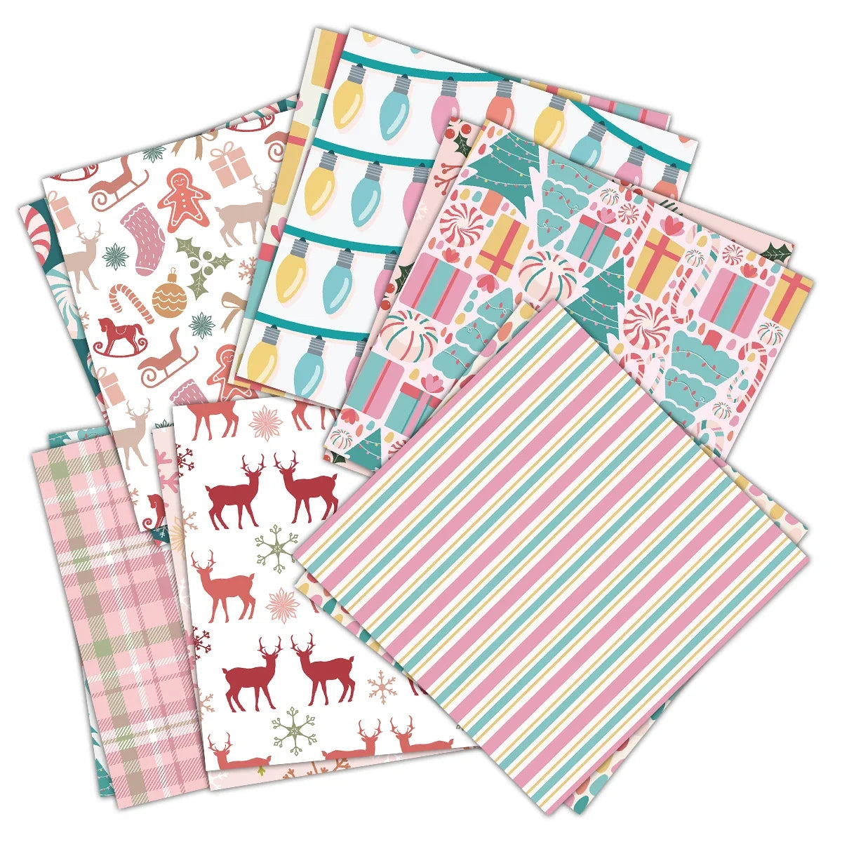 12-Piece Retro Christmas Tree Scrapbook Craft Paper