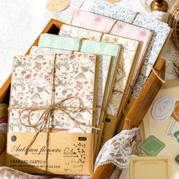 40-Piece Vintage Floral Paper Collage Set Scrapbooking