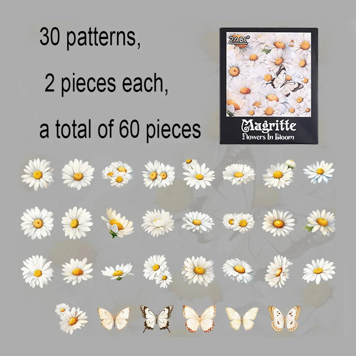 60 Pieces Plant Flower Pattern PET Stickers | Beautifully Decorated Scrapbook Stickers for School Supplies