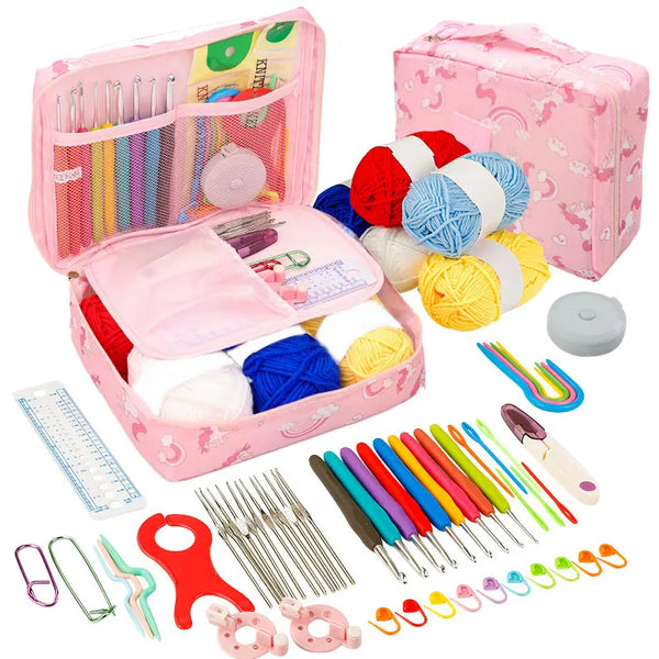 Beginner Crochet Kit With Hooks Yarn Portable Set