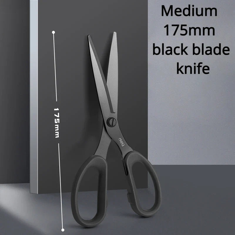 Deli Black Stainless Steel Scissors Office Home Cutting