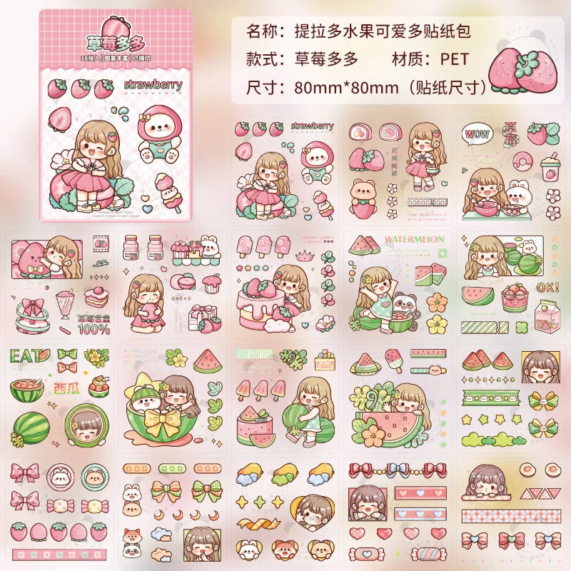 Kawaii Girl And Fruit Scrapbook Sticker Set