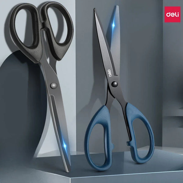 Deli Black Stainless Steel Scissors Office Home Cutting