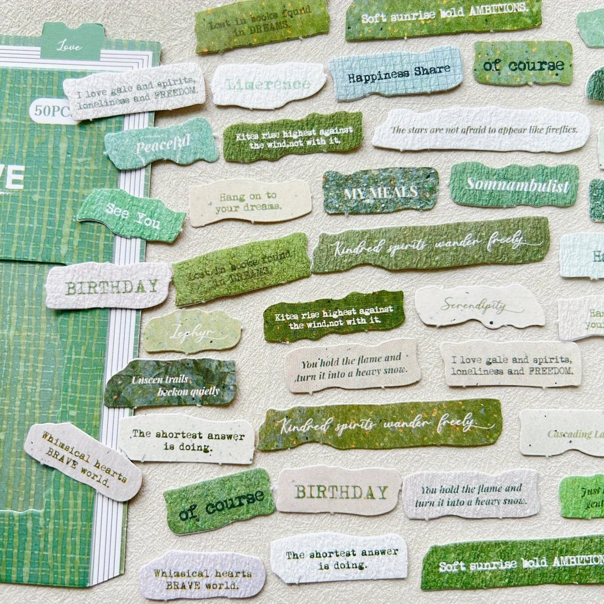 50-Piece English Label Sticker Junk Journal Kit