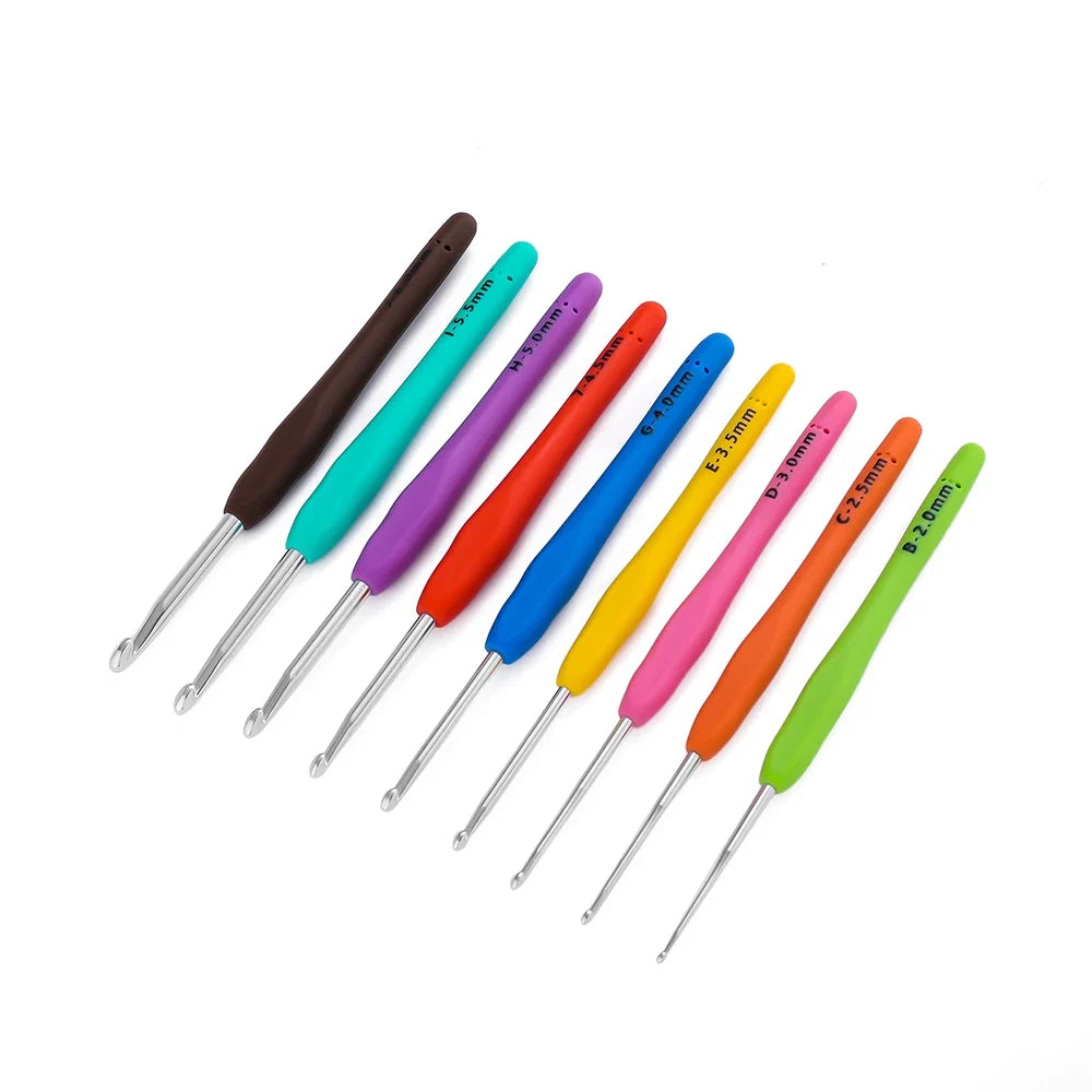 Ergonomic Colorful Rubber Handle Crochet Hook For DIY