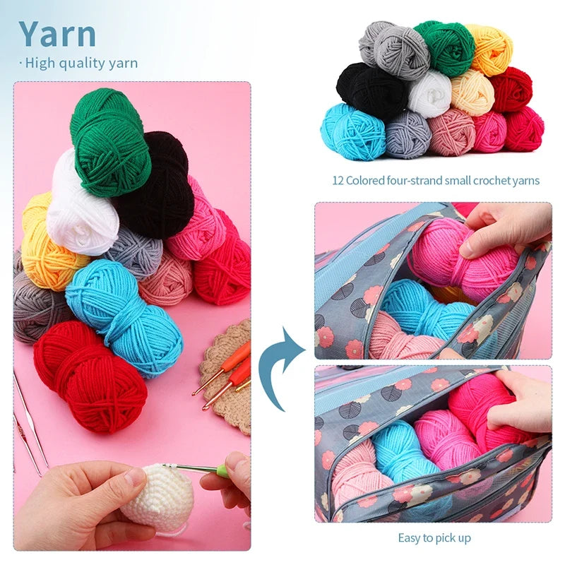 Crochet Hook Set With Knitting Accessories Bag