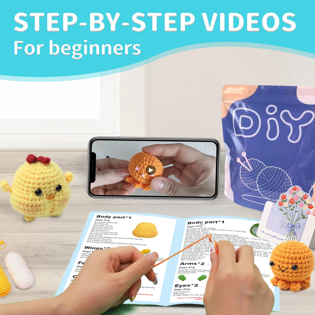Animal Series Crochet Kit For Beginners Step-By-Step