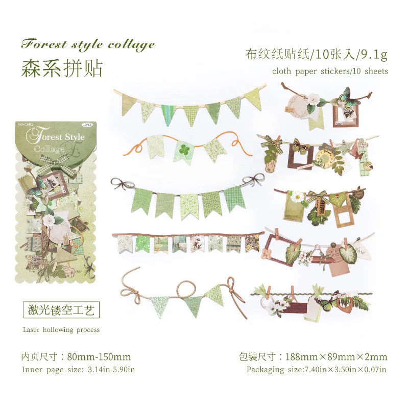 10-Piece Vintage Festival Landscape Scrapbook Sticker Pack