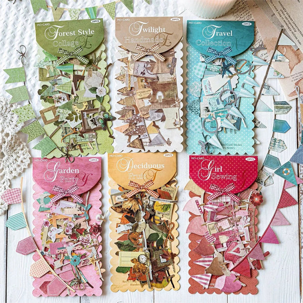 10-Piece Vintage Festival Landscape Scrapbook Sticker Pack