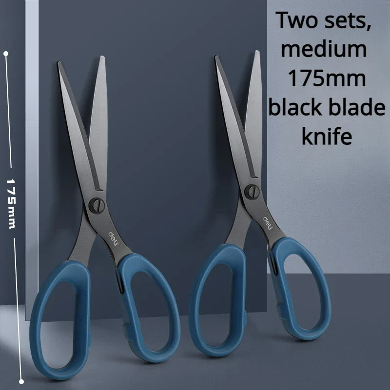 Deli Black Stainless Steel Scissors Office Home Cutting